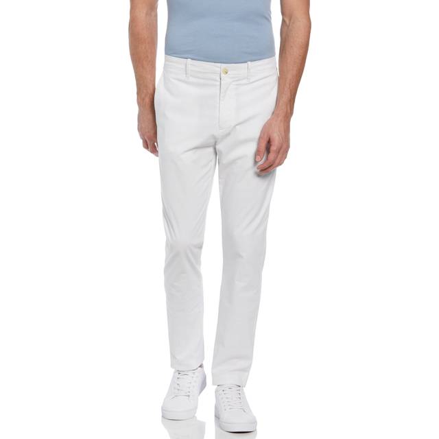 Original Penguin Men's Plaid Cotton Blend Slim Fit Chino Pants in Bright White, Size 31 x 32, Cotton/Polyester/Elastane (31 x 32)