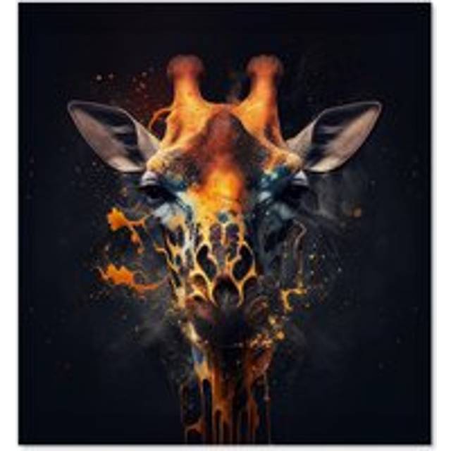 Warren Reed - Designer Golden Giraffe Face Splashart Kitchen Splashback W600Mm X H650Mm, Multi