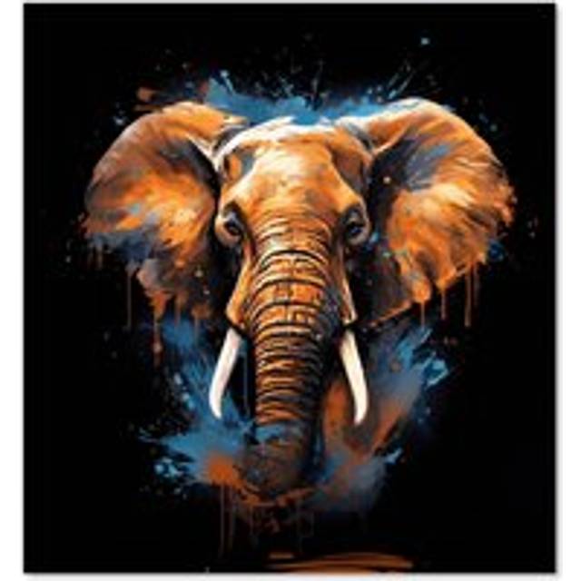 Warren Reed - Designer Splashart Elephant Blue Kitchen Splashback W700Mm X H650Mm, Multi