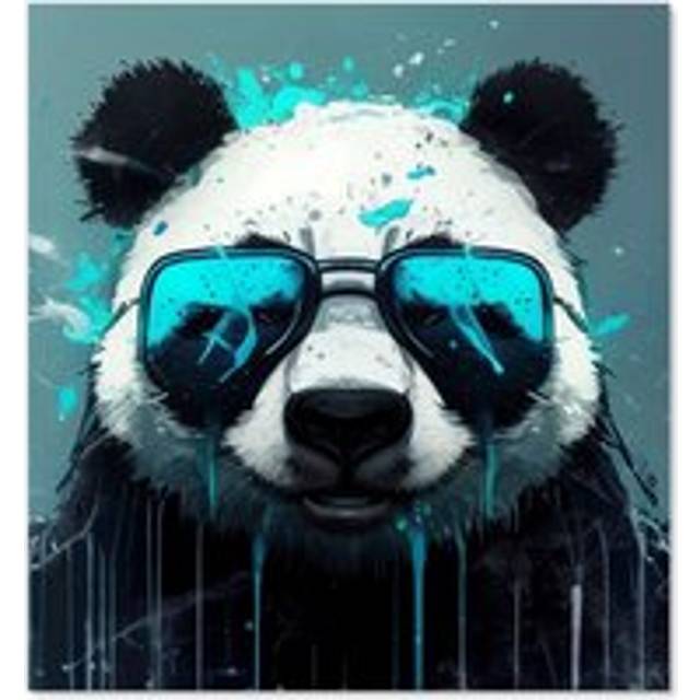 Warren Reed - Designer Panda With Blue Glasses Splashart Kitchen Splashback W600Mm X H600Mm, Multi