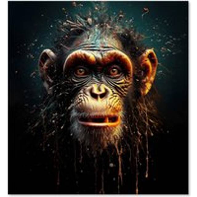 Warren Reed - Designer Splashart Monkey Face Kitchen Splashback W700Mm X H650Mm, Multi