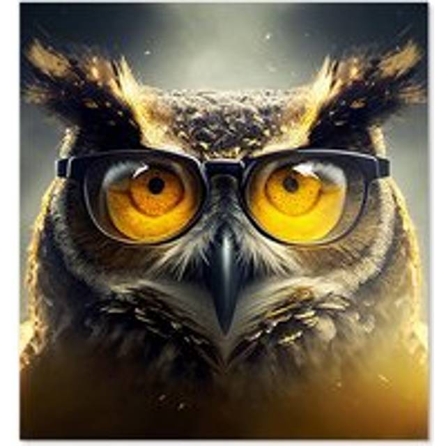 Warren Reed - Designer Owl With Glasses Splashart Kitchen Splashback W600Mm X H600Mm, Multi