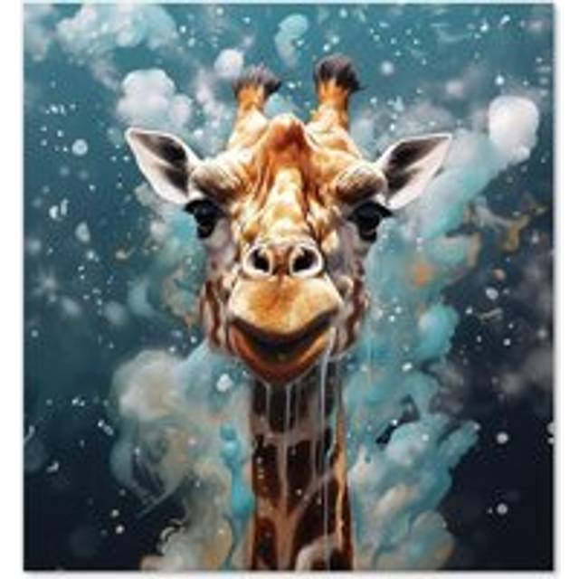 Warren Reed - Designer Splashart Giraffe Face Kitchen Splashback W900Mm X H650Mm, Multi