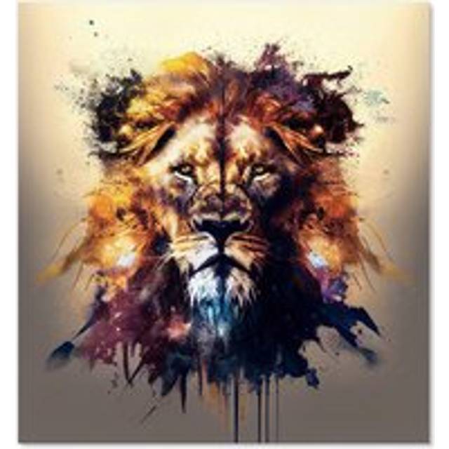 Warren Reed - Designer Majestic Lion Face Splashart Kitchen Splashback W900Mm X H650Mm, Multi