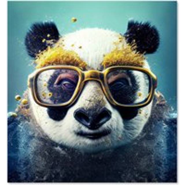 Warren Reed - Designer Panda With Golden Glasses Splashart Kitchen Splashback W600Mm X H650Mm, Multi