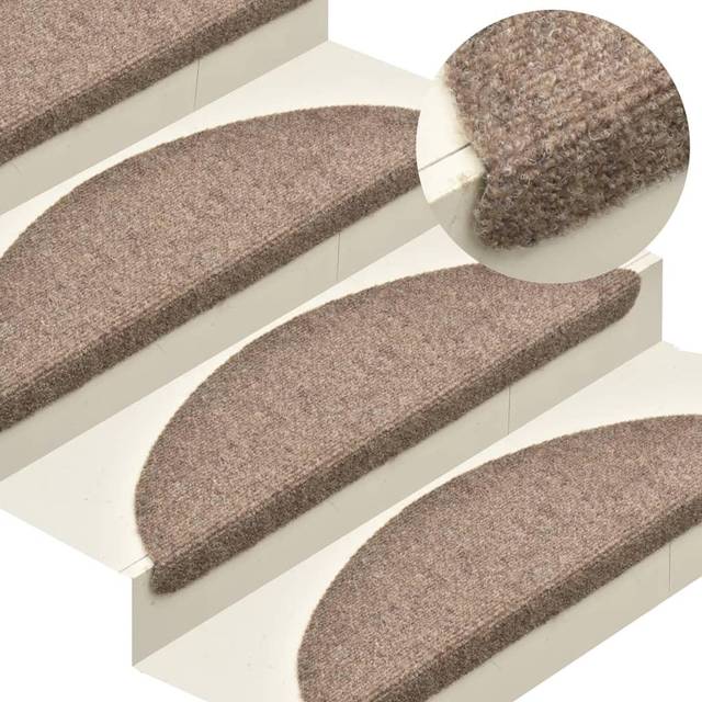 vidaXL Self-adhesive Stair Mats 5 pcs Cream 65x21x4 cm Needle Punch