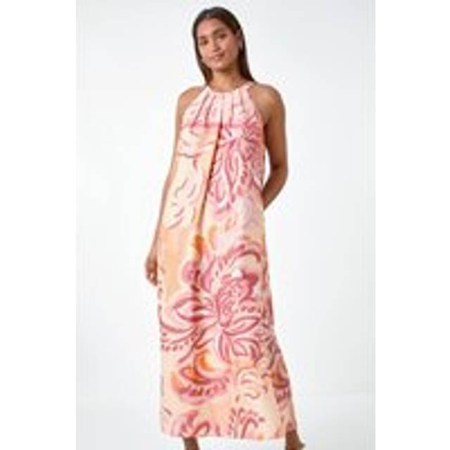 Roman Womens Abstract Print Pocket Trapeze Dress - Pink - Size 10 UK