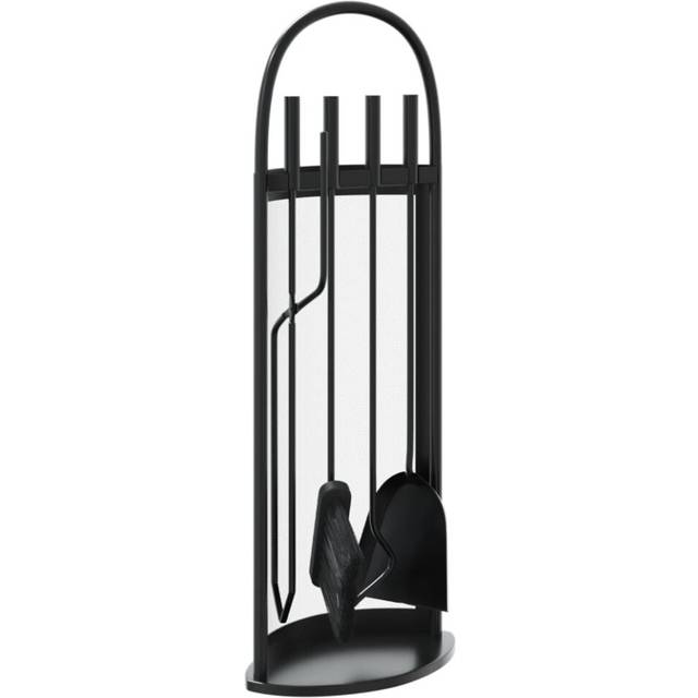 vidaXL 5 Piece Fireplace Tool Set 23x15x66 cm Steel - Black