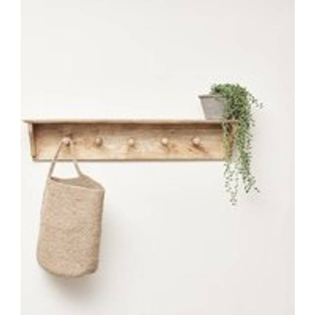 Mango Wood Wall Shelf with Hooks Material: Home Decor & Accessories/Shelves & Storage