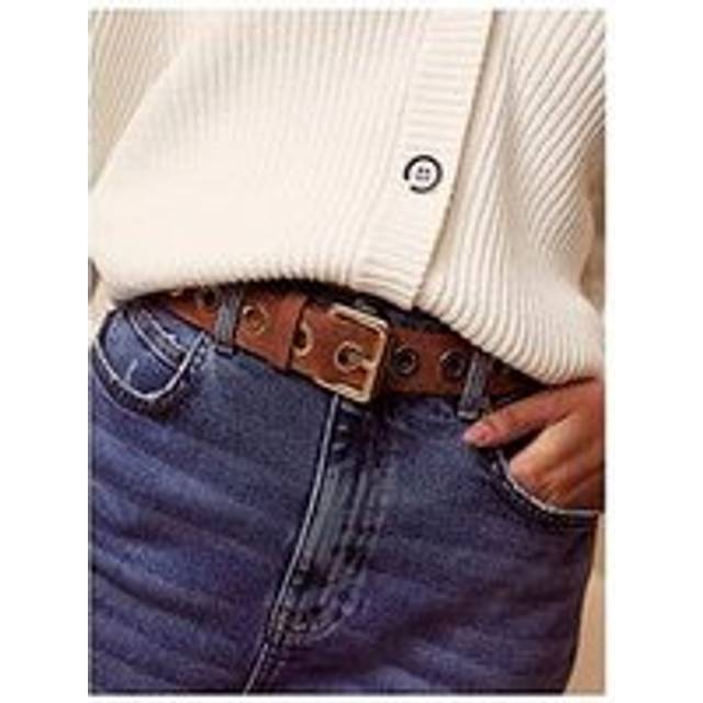 Mint Velvet Eyelet Suede Belt, Brown