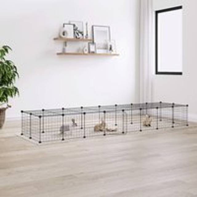 36-Panel Pet Cage with Door Black 35x35 cm Steel - One Size