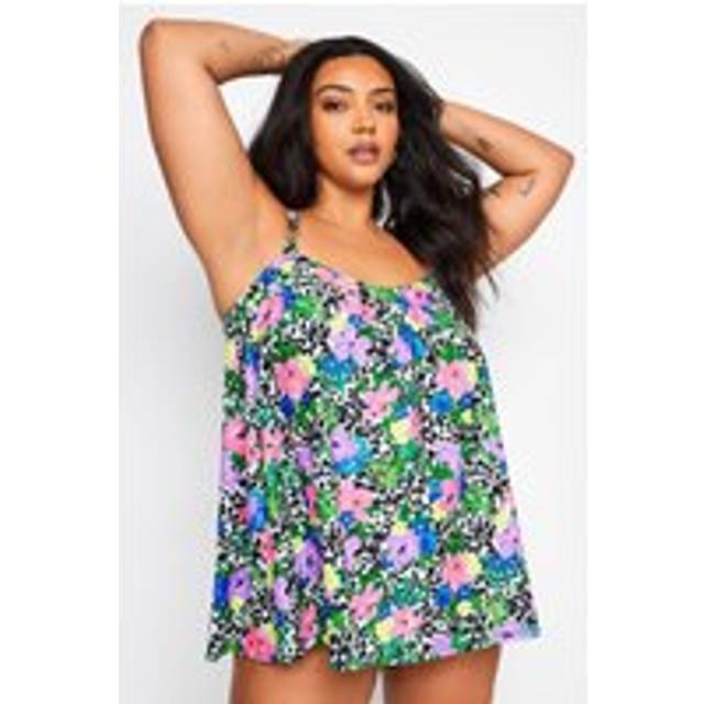 Yours Curve Animal Floral A-line Tankini, Multi, Size 18, Women - Print
