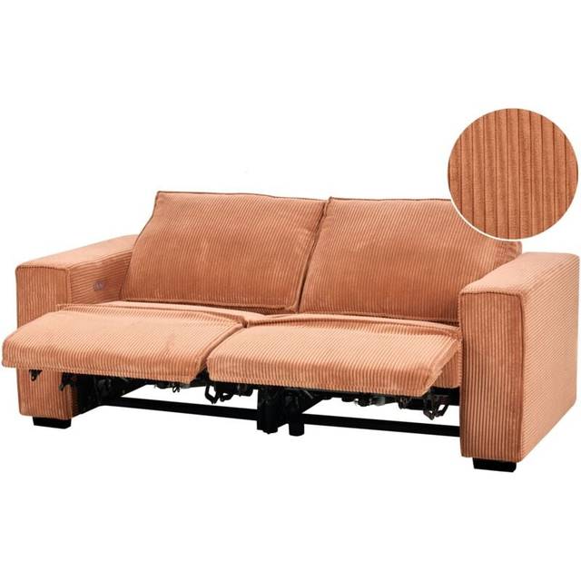 Beliani Jumbo Cord Electric Recliner Sofa Orange NUKari, Orange