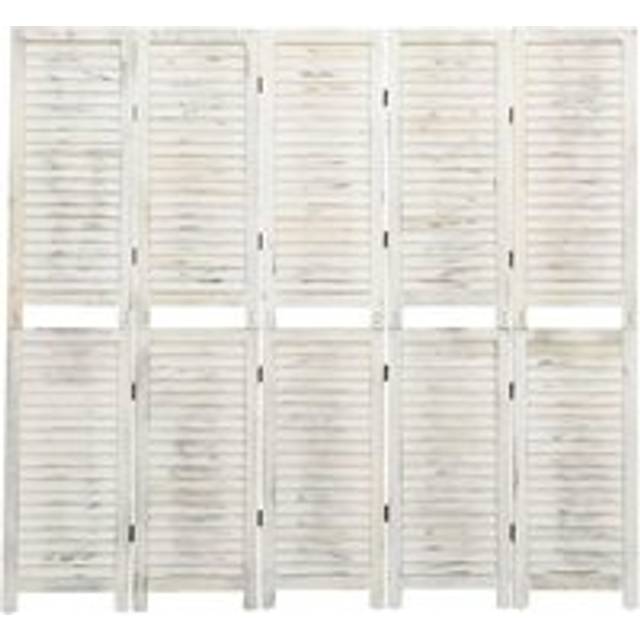 5-Panel Room Divider Antique White 178.5x166 cm Solid Wood - One Size