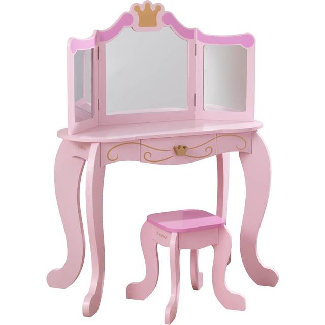 Princess Kids Dressing Table Set with Mirror (106cm H X 80cm W X 41.5cm D)