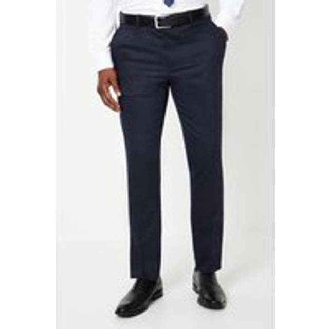 Mens Navy Slim Fit Herringbone Suit Trouser - 30R