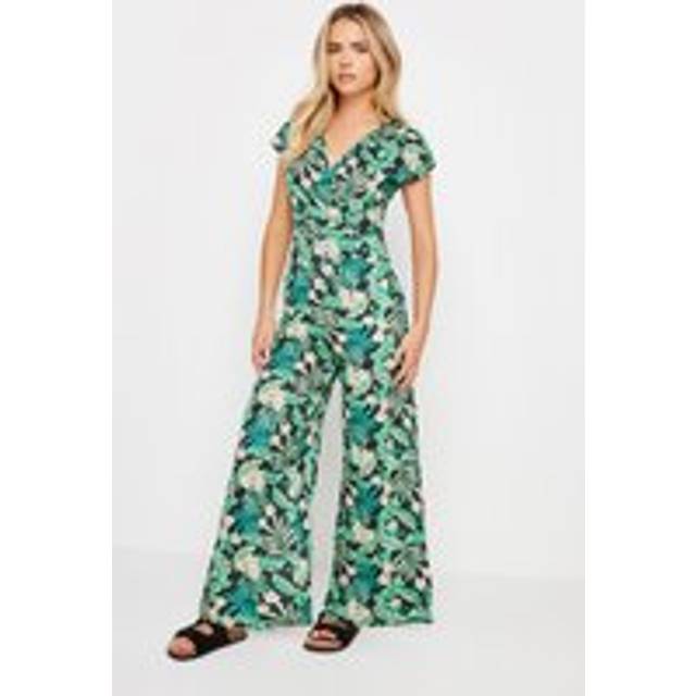 Pixiegirl Black & Green Tropical Print Wrap Jumpsuit 6 Pixiegirl | Petite Women's Jumpsuits
