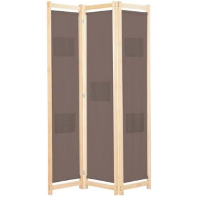 vidaXL 3-Panel Room Divider Brown 120x170x4 cm Fabric