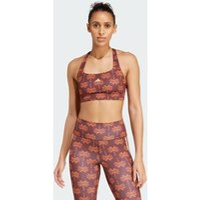 adidas x FARM Rio Medium-Support Bra - Mystery Brown / Fox Red / Easy Yellow - XS (A-B)