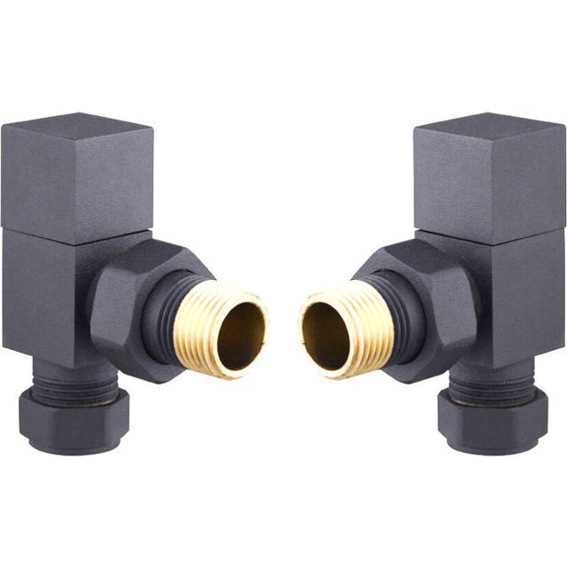 Warmehaus - Square Angled Towel Rail/Radiator Valves Anthracite