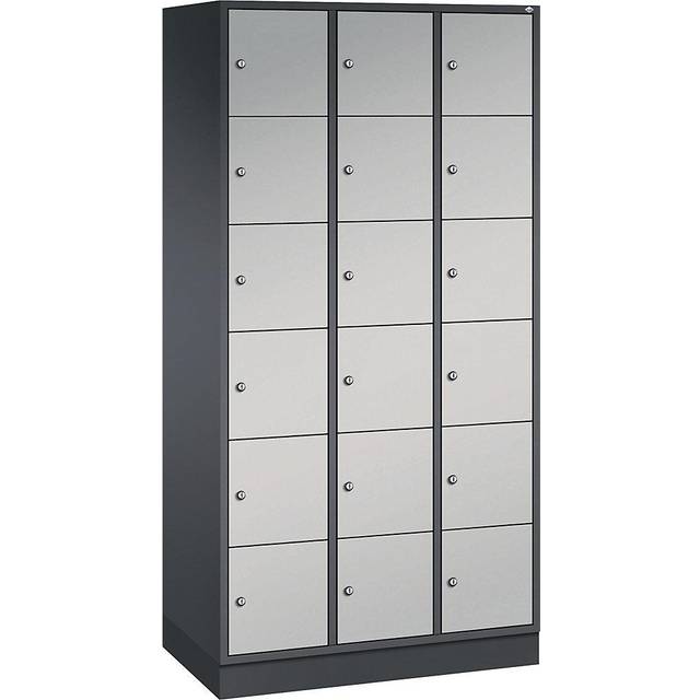 C+P 3 compartments, 3 compartments, black grey body, white aluminium doors - white aluminium RAL 9006
