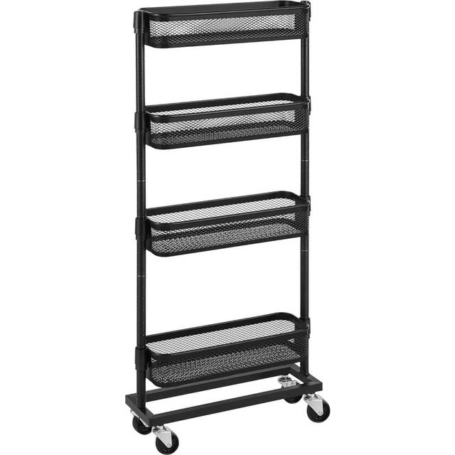 Altha Slide-out Serving Cart - Black (90.6cm H X 13.5cm W X 40.5cm D)