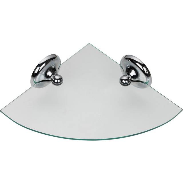 Flexi-Fix Glass Corner Bathroom Shelf with Gold Hinges - Grosvenor - Croydex