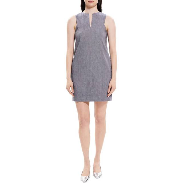 Theory Slit Linen-Blend Shift Dress