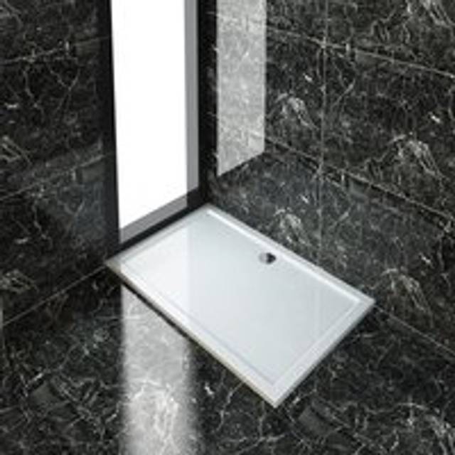 ELEGANT 1400 x 900 x 40 mm Rectangular Low Profile Shower Tray White Shower Base Tray for Shower Enclosure Bathroom with Waste Trap