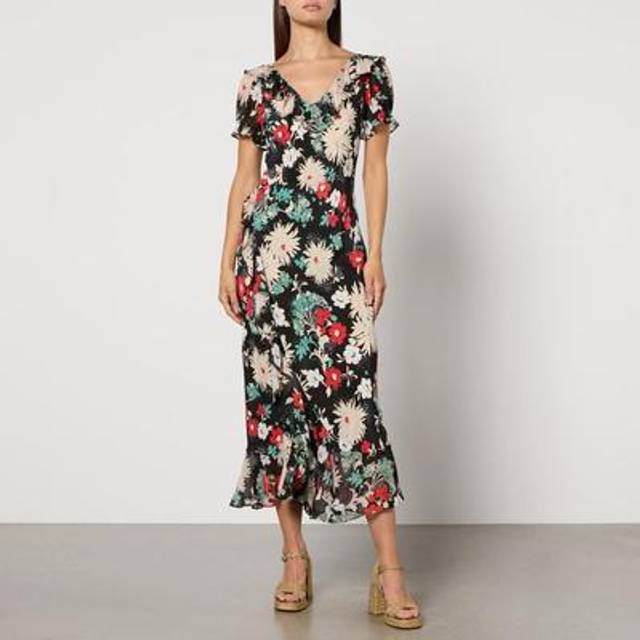 RIXO Clementina Floral-Print Silk-Chiffon Midi Dress - UK 12