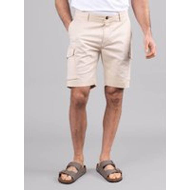 'Lance' Cotton Utility Shorts - Light Brown - 34