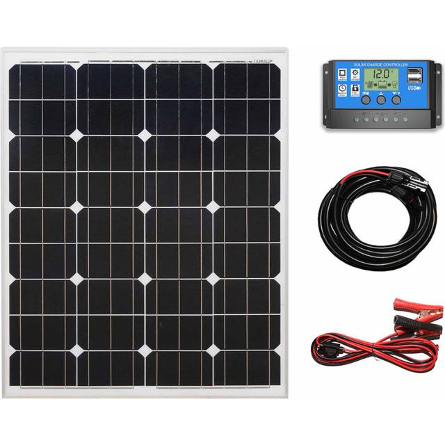 (80w Mono Solar Panel Battery Charging Kit Controller Cables Boat Caravan Home) Mono Solar Panel Battery Charging Kit Controller Cables Boat Caravan H