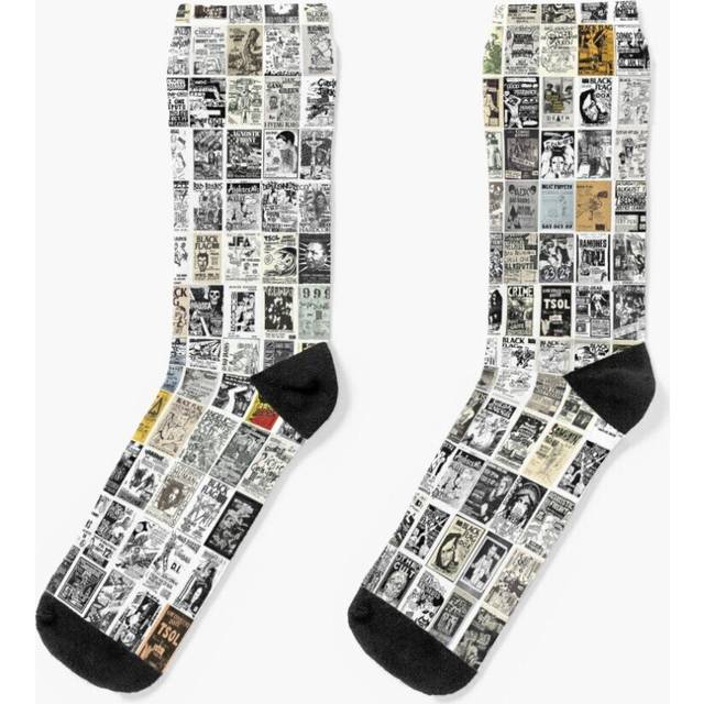 Dress Socks Vintage Punk Rock Flyers Novelty Fancy Crazy Pattern Crew Casual for Men Women