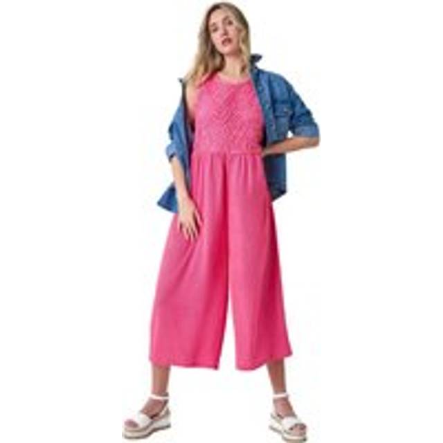 Dusk Womens Crochet Lace Wide Leg Jumpsuit - Pink - Size 10 UK