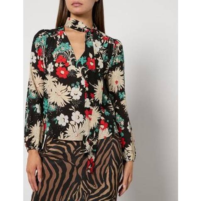 RIXO Moss Floral-Print Silk-Chiffon Blouse - UK 12