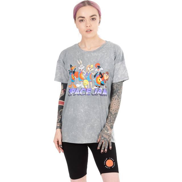 Space Jam Short Sleeve Cycling Short Pyjama Set (Womens Grey)