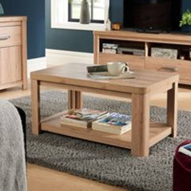 Home Source Huntingdon Open Shelf Coffee Table Storage Unit Oak Effect