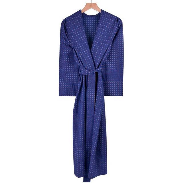 Conleth 100% Egyptian-Quality Cotton Mid-Calf Bathrobe with Pockets - Blue (XL)