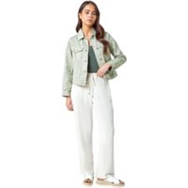 Roman Petite Sage Bleached Denim Jacket - Size 18