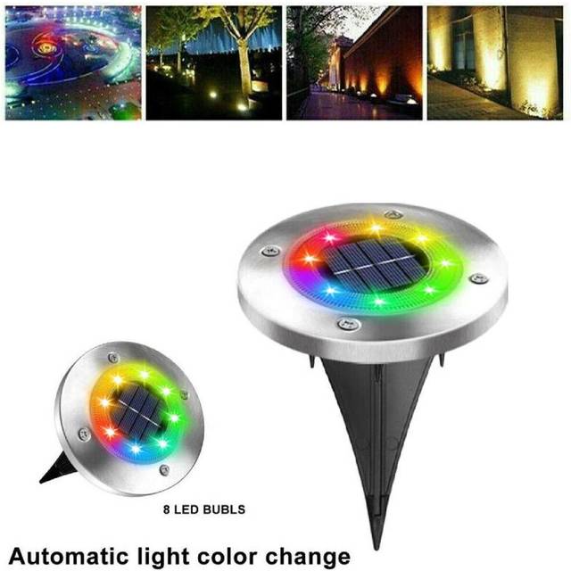 Solar Buried Lights Led Stainless Steel Garden Patio Lawn Practical Colorful