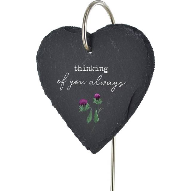Bolius Waterproof Slate Heart Grave Marker People Memorial Plaque - Grey (25cm H X 11cm W X 1cm D)