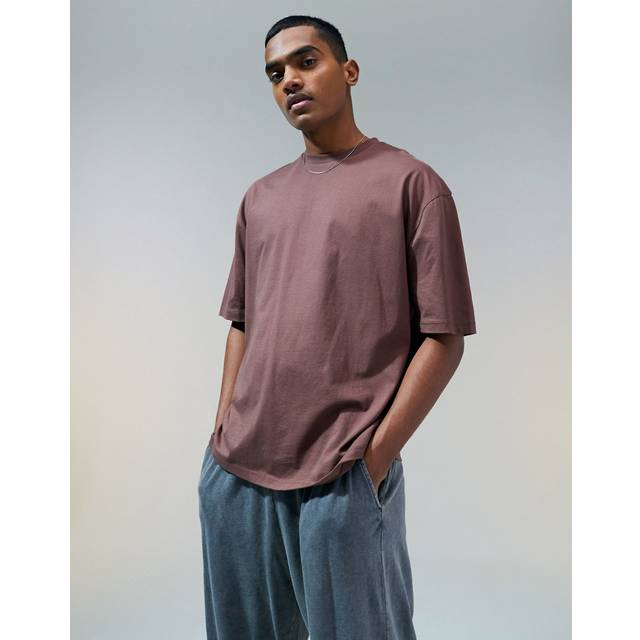 ASOS DESIGN – Essential – Mörkbrun t-shirt i oversize