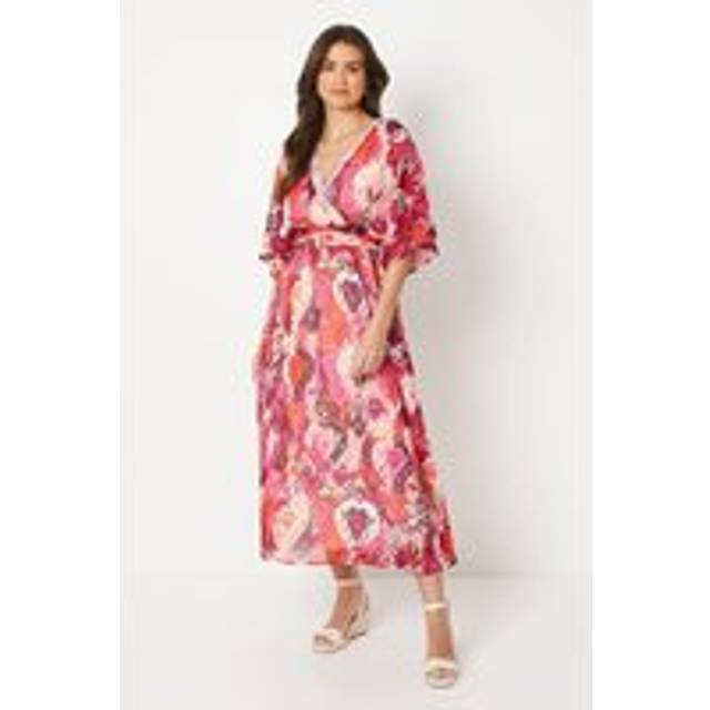 Wallis womens occasion dress red flowy woven embellished midi spring summer