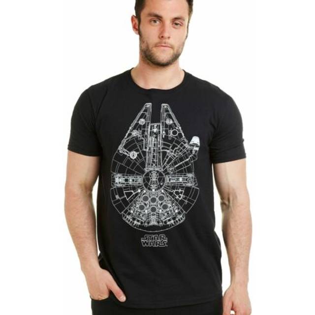Star Wars Star Wars Millenium Lines Cotton Mens T-Shirt Black