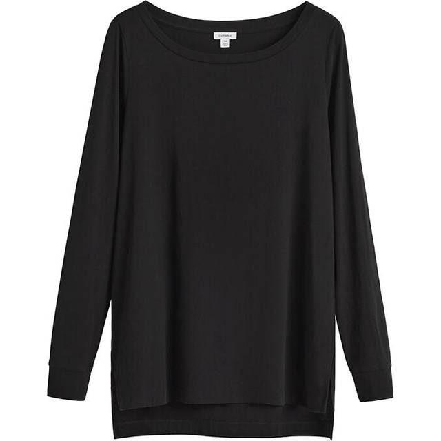 Pima Boatneck Long Sleeve Tee - Black / Large