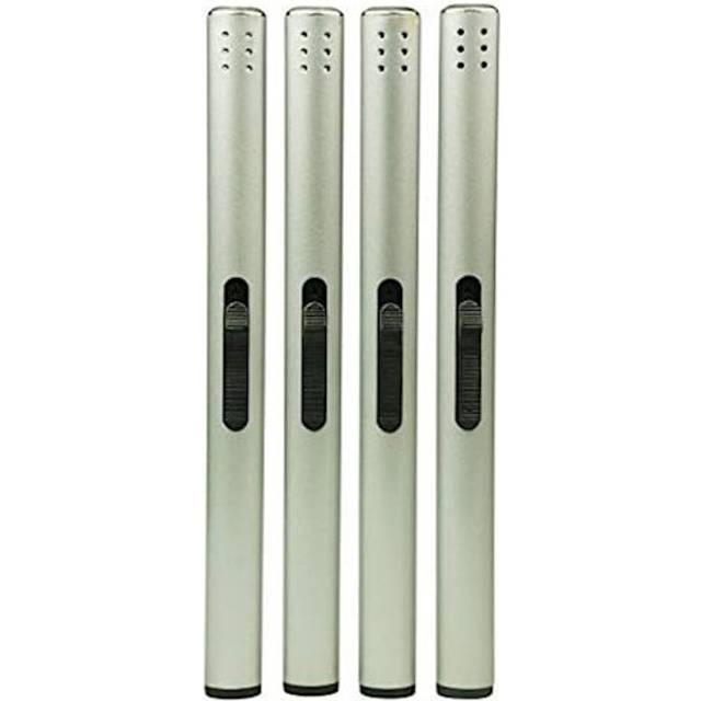 Silver Metallic Lighters Multipack. 4 X Gasless Lighters. Long Candle Lighter, Fire Starter & BBQ lighter. Home Accessories & Camping Accessories.
