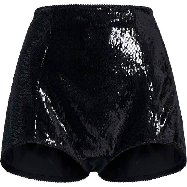 Dolce & Gabbana High-waisted Sequined Briefs - Woman Pants And Shorts Black Sequins 44
