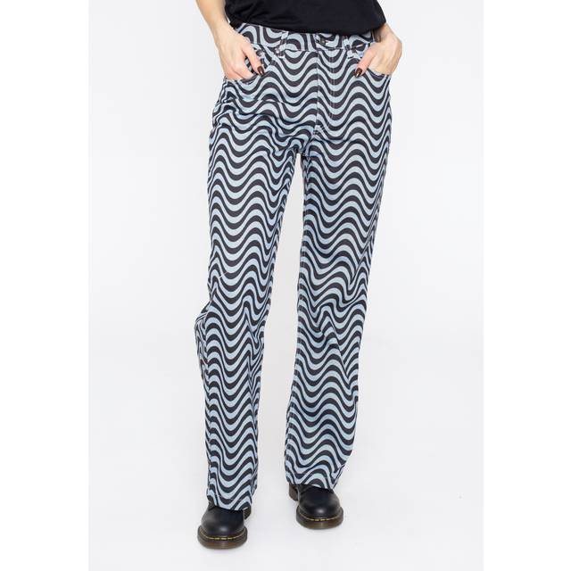 The Ragged Priest - Wave Print Dad Light Blue/Black - Jeans - blue - W28 - 100% Cotton,Denim