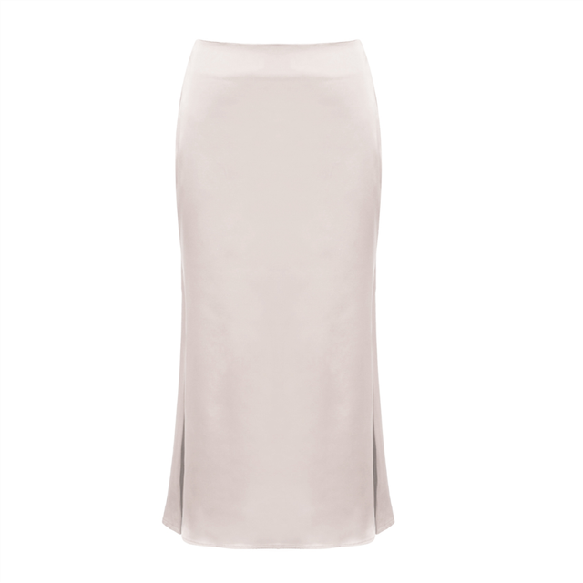 Women's Satin Mid Length Skirt Summer High Waist A Line Swing Skirt Elegant Casual Skirt XL Khaki