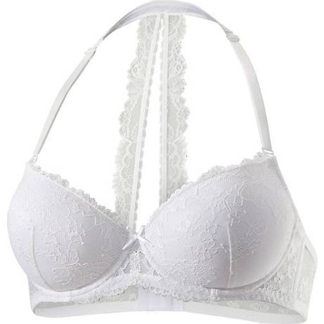 LASCANA Halterneck Padded Plunge Bra - White